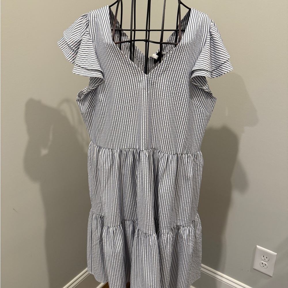 Gibson Latimer Striped Dress in Blue and White